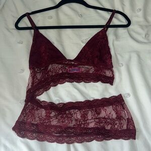 EDIKTED Spice Cut Out Sheer Lace Tank Top